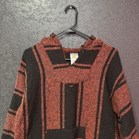 SUNSPECS Mexican Black/Brown Striped Baja Jerga Hoodie Size M - Picture 3 of 4